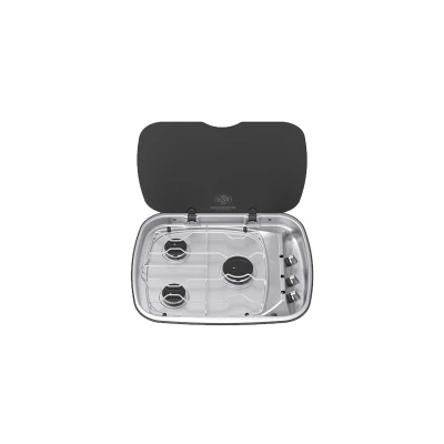 Argent hob R/H, All Gas, 12V Ign, Black Lid, Matt Nickel Knobs