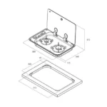 CAN Hoodiny Hob Unit 530 x 340mm (Glass Lid / 2 Burners / 12V) - Image 3